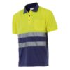 Polo Bicolor MC AV 305504 Azul marino y amarillo flúor